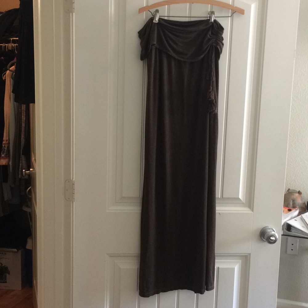 Brown jersey material floor length maxi skirt